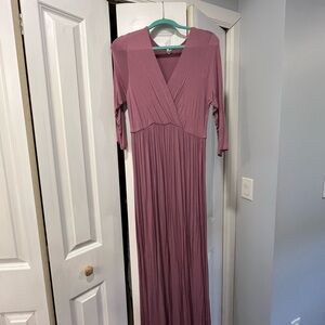 Mother Bee Maternity Dusty Rose Long Sleeve Dress